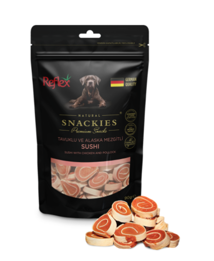 REFLEX SNAC KÖPEK 90 GR SUSHİ TAVUK MEZGİT resmi