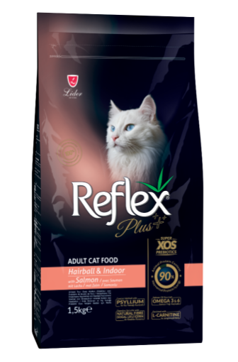 REFLEX PLUS KEDİ MAMASI 1,5 KG HAIRBALL SOMONLU *RFX307 resmi