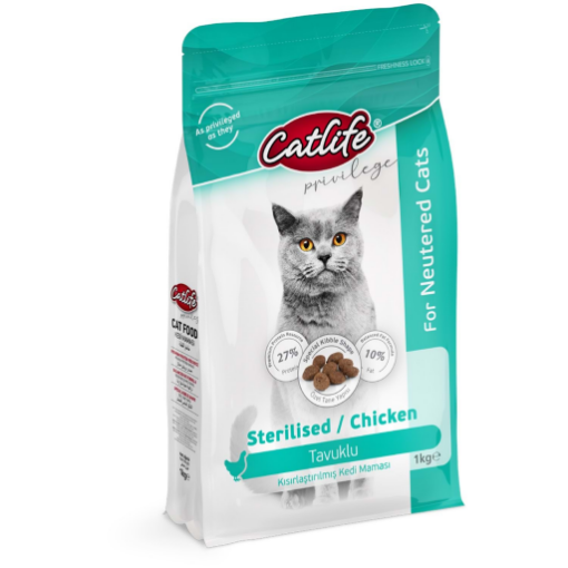 CATLIFE KEDİ MAMASI 1 KG KISIRLAŞTIRILMIŞ TAVUK ETLİ *CLFD12 resmi