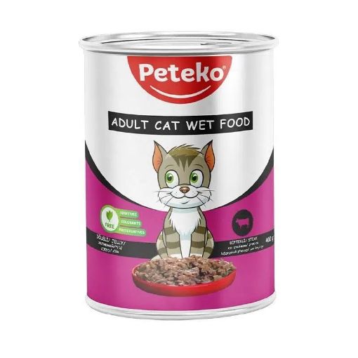 PETEKO KEDİ KONSERVESİ 400GR BİFTEKLİ JELLİ resmi