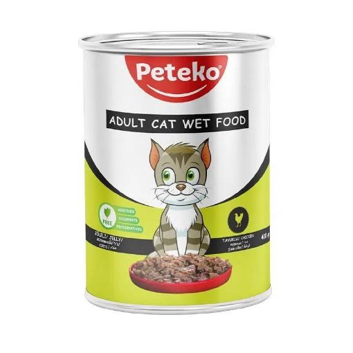 PETEKO KONSERVE YAŞ KEDİ MAMASI TAVUKLU JELLİ 400GR resmi