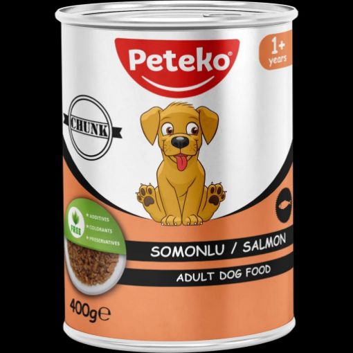 PETEKO KONSERVE YAŞ KÖPEK MAMASI SOMONLU JELLİ 400GR resmi