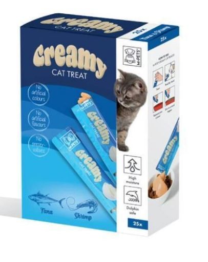 M-PETS KEDİ KREMA 25X15 GR TON BALIK VE KARİDES resmi